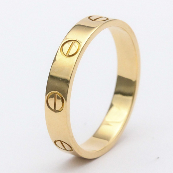 Polished CARTIER Mini Love Ring Band Size #56 US 7 1/2 18K Pink Gold PG BF555204 - Picture 2 of 10